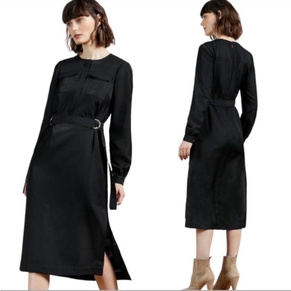 Ted Baker London Aminna Navy Long Sleeve Midi Utility Dress. NWT